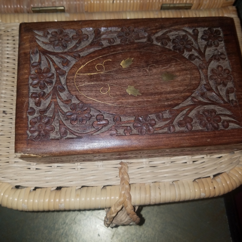 Hand Carved Mahogany Box